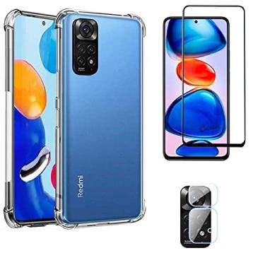 Imagem de Capa Anti Queda Compatível com Xiaomi Redmi Note 11 Note 11S + Película 3D Vidro Temperado + Película Câmera Vidro