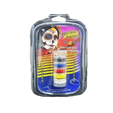 Imagem de Piffer Kit de Tinta Facial Cremosa 5 Cores Primárias 4g cada, para Maquiagem Artística, Festas e Eventos
