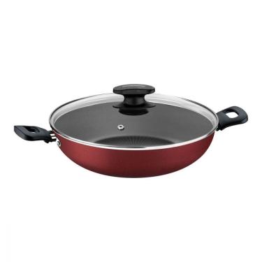 Imagem de Wok Tramontina Loreto Antiaderente Tampa de Vidro Vermelha