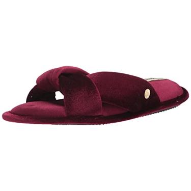 Imagem de Dearfoams Pantufa feminina Jules Velour Twist Vamp Slide, Borgonha, Small