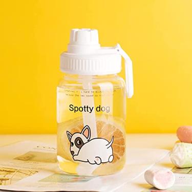 Imagem de Garrafa de água de vidro de 450 ml com palha portátil, garrafas de bebida de leite com leite de café (Capacity : 450ml, Color : Style 4)