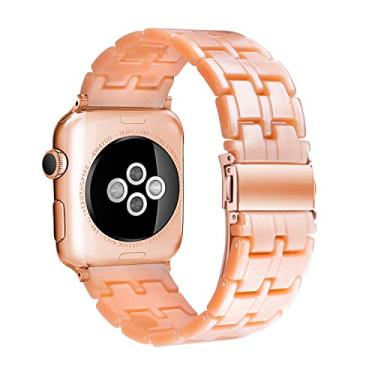 Imagem de Pulseira Compatível com Apple Watch Band 38mm 40mm 41mm pulseira de fita de resina fina com substituição de fivela de aço inoxidável para iWatch Series SE 8 7 6 5 4 3 2 1 para mulheres homens