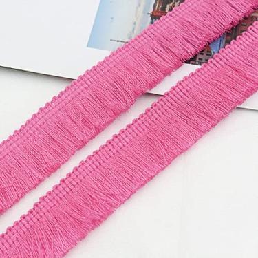 Imagem de 1 m engrossar guarnições de borla 2,5 cm de largura cortina de poliéster/travesseiro guarnição brinco/bolsa roupas decorativas renda franja costura, rosa vermelha