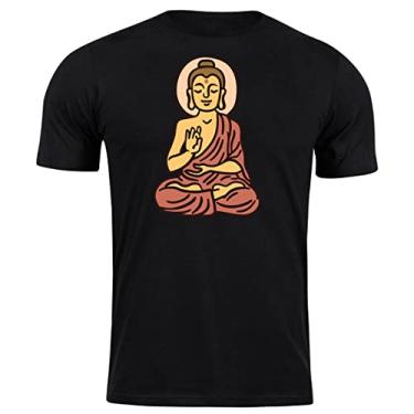 Imagem de Camiseta algodão buddha camisa buda blusa religião budismo Cor:Preto;Tamanho:M