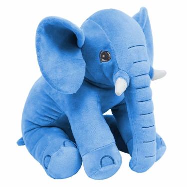Imagem de Pelúcia Infantil Almofada - 65 cm - Elefante Baby - G - Azul - w. U. Bichos de Pelúcia