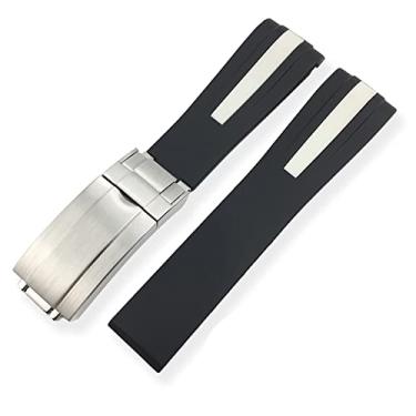 Imagem de CYSUE Pulseiras de relógio de borracha de silicone de 20 mm 21 mm esportes adequadas para IWC Mark LE Petit Prince Big Spitfire acessórios de relógio de fuso horário (cor: preto linha