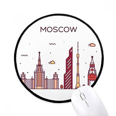 Imagem de DIYthinker Moscou Rússia Padrão Ponto Plano Mouse Pad Desktop Escritório Tapete Redondo para Computador