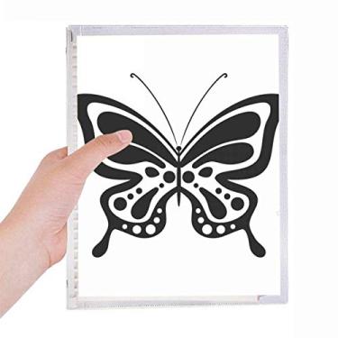 Imagem de Caderno simples de desenho de borboleta preta, diário de folhas soltas recarregável, papelaria