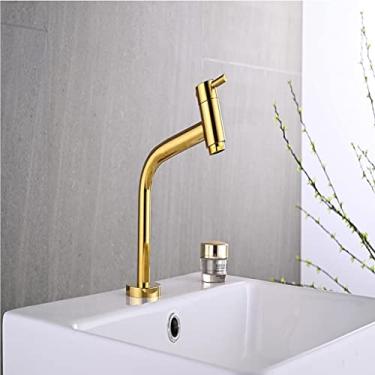Imagem de Torneira Link Baixa Banheiro Lavabo 1/4 Volta Comp01 Dourada Luuk Young