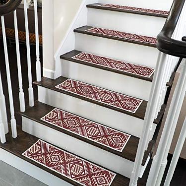 Imagem de SussexHome Monument Design 22,8 cm x 71,1 cm - 70% algodão antiderrapante tiras para carpete para escadas internas - fácil de instalar com fita adesiva dupla, aderência extra, pacote com 4 - marrom