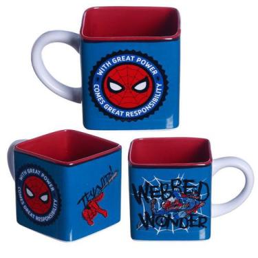 Imagem de Caneca Homem-Aranha Spider-Man 3D Cubo Quadrada Cerâmica 300ml Oficial