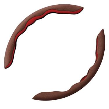 Imagem de Alfanxi Protetor universal de cobertura de volante com metade segmentado de material Alcantara italiano adequado para todos os modelos de carro. (marrom)