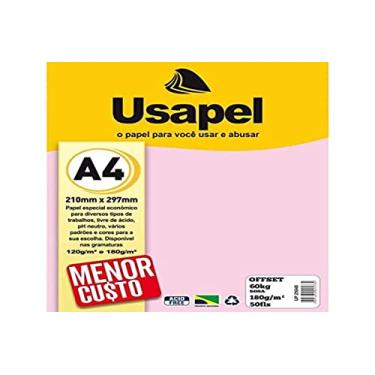 Imagem de Papel Offset, Usapel, A4, 180 Gramas, Rosa, 50 Folhas