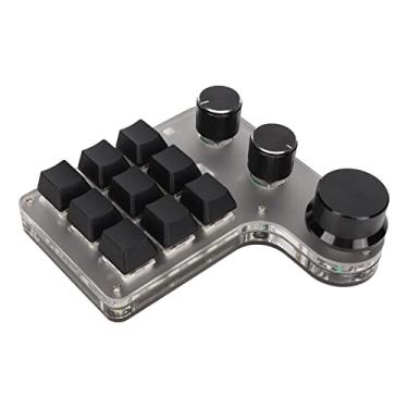 Imagem de Asixxsix Teclado Bluetooth sem fio, 9 teclas, 3 botões programáveis RGB LED retroiluminado mecânico para jogos, mini teclado macro personalizado com cabo de carregamento USB para trabalhar (preto)
