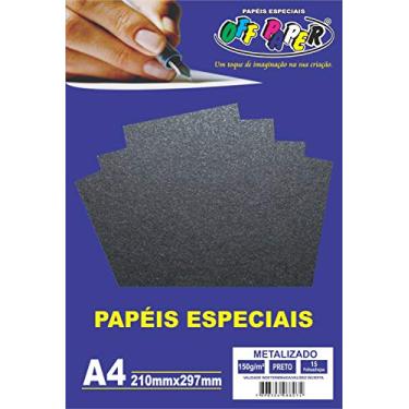 Imagem de Off Paper Especiais Papel Metalizado Pacote com 15 Folhas, Preto, A4