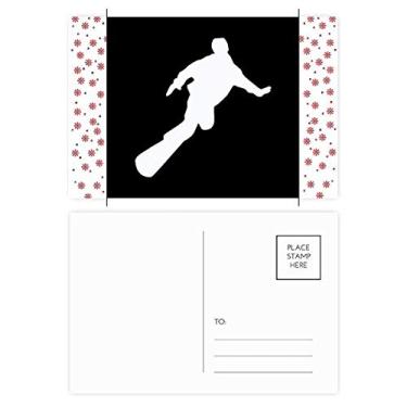 Imagem de Skateboarding Sport Black Outline Christmas Christmas Flower Celebration Cartão postal Blessing Mailing Card