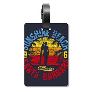 Imagem de Coconut Tree Beach Ilustration Pattern Mala Etiqueta Bagagem Cartão de Bagagem Scutcheon Etiqueta