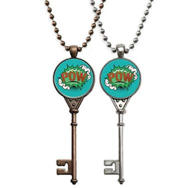 Imagem de OFFbb-USA Bubble Pow Colar de chave de diálogo de desenho animado verde joia decoração de casal