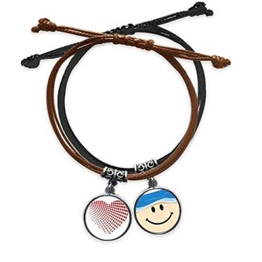 Imagem de DIYthinker Pulseira Red Radiate Dots para Dia dos Namorados com corrente de mão e pulseira de couro sorridente