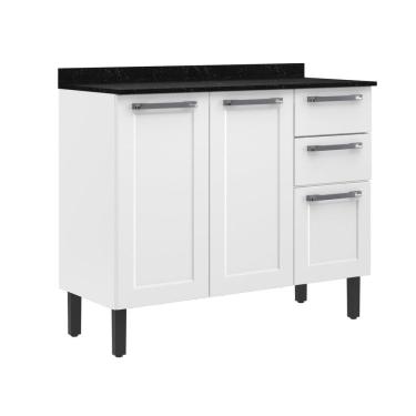 Imagem de Balcão 105cm 3 Portas e 2 Gavetas com Tampo Florença Itatiaia Branco