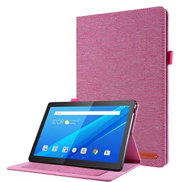 Imagem de Capa para tablet, capa protetora, capa de tablet compatível com Lenovo Tab P10 TB-X705F (10,1 polegadas), capa com suporte dobrável capa protetora de impressão de tecido com hibernação automática com slots para cartão (cor: rosa