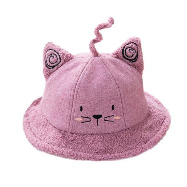 Imagem de Bebê moda desenho animado gato bonito outono e inverno boné quente pescador bacia chapéu