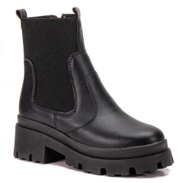 Imagem de Bota Feminina Chelsea Tratorada Confortável Zíper Elástico