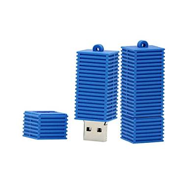 Imagem de 16 GB em forma de edifício Memory Stick USB Sticks 2.0 USB Flash Drive giratório PenDrive U Disk Thumb Drives PC Armazenamento de laptop com corrente (azul)