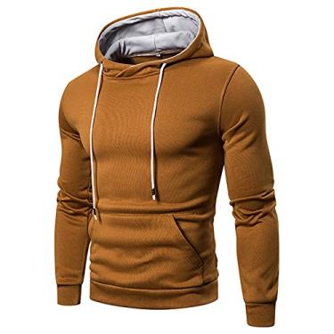 Imagem de Chinelo masculino para ambientes internos e externos, suéter sólido solto tamanho top suéter com capuz masculino grande cor blusa masculina 6 espuma de memória, Cáqui, Large