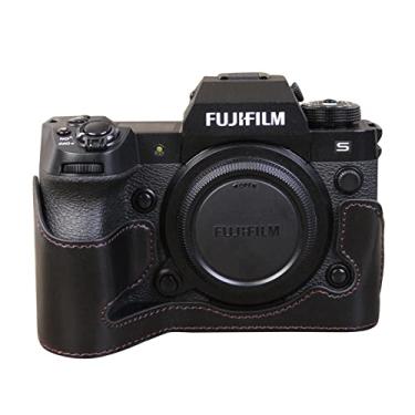Imagem de MUZIRI KINOKOO Fuji XH2S/X-H2S/XH2 Capa de couro PU - Capa frontal de metade do corpo - Compatível com câmera digital Fuji XH2S/X-H2S/XH2 - Preto