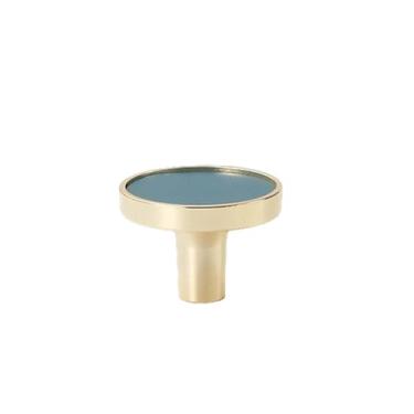 Imagem de Puxadores de couro feitos à mão nórdico liga de zinco móveis maçaneta da porta gaveta botões armário guarda-roupa puxa ferragens de móveis, botão azul ouro