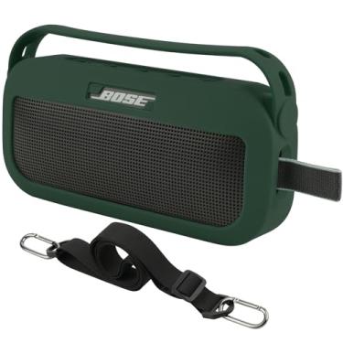 Imagem de Capa de silicone TXEsign Bolsa protetora de viagem com alça para caixa de som portátil Bose SoundLink Flex, verde (cypress green)