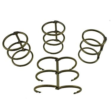 Imagem de HAHIYO 4 peças de bronze 30 mm/1,2 polegada de diâmetro interno de metal 3 anéis folha solta fichário anel de livro snap split articulado anel de fichário de aço inoxidável para bricolagem diário de viagem, caderno de fotos, álbum de fotos, encadernação, pente de coluna