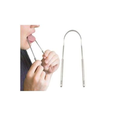 Imagem de Raspador de limpeza de língua em aço inoxidável 13,5x6cm