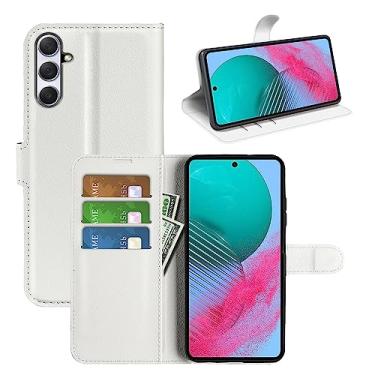 Imagem de Capa de telefone para Samsung Galaxy M54 5G, couro PU com suporte para cartão de crédito, carteira fina flip com suporte, capa protetora para Samsung M54 5G (branca)