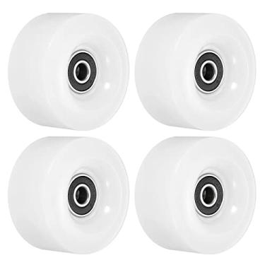 Imagem de PATIKIL Rodas de skate de 32 x 58 mm com rolamentos, pacote com 4 82A Quad Skate de substituição para skate de duas fileiras internas ou externas, branco