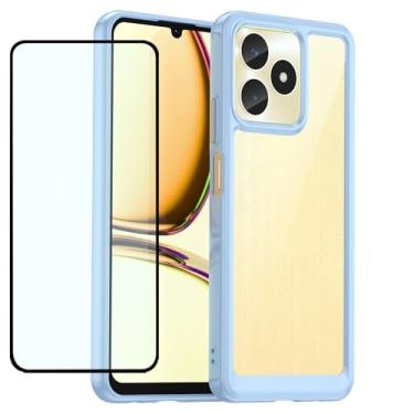 Imagem de GTBDEKI Capa transparente para Realme C53/Realme C51/Realme Narzo N53 capa com protetor de tela HD, policarbonato rígido transparente à prova de choque + capa protetora de TPU para Realme C53 azul