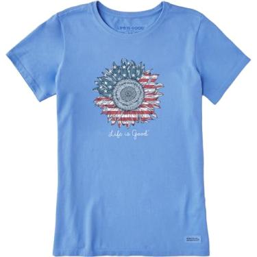 Imagem de Life is Good - Camiseta feminina American Sunflower, Cornflower Blue, M