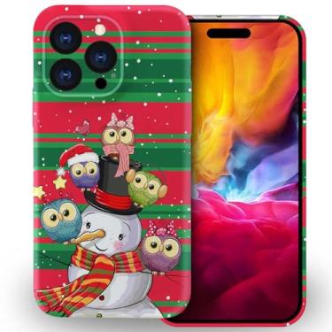 Imagem de ZHEGAILIAN Capa compatível com iPhone 15 Pro Max, capa de coruja de boneco de neve de Natal para 15 Pro Max, capa de telefone macia de TPU usando processo de impressão 3D capa completa design de