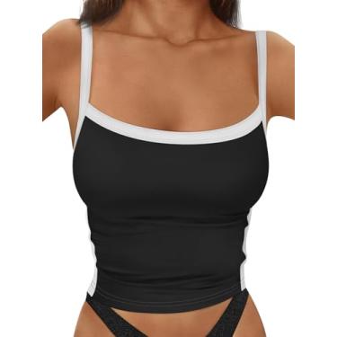 Imagem de Trendy Queen Camiseta feminina regata sem mangas costas nadador camiseta slim fit casual verão 2024, Preto, G