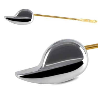 Imagem de PDFans Alça de reposição da alavanca de descarga do tanque de vaso sanitário de montagem frontal, alça de viagem universal se encaixa na maioria dos banheiros acabamento cromado..