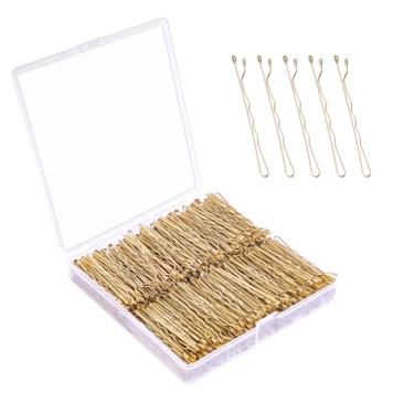 Imagem de Grampo de cabelo loiro, 360 peças de grampos loiros, pino premium de 5 cm, grampos de fixação segura com caixa de loja, grampos de cabelo para crianças, meninas e mulheres