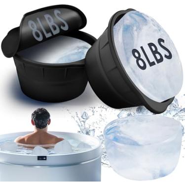 Imagem de IPOW Pacote com 2 moldes de bloco de gelo extragrande, 7,3 kg, reutilizáveis, moldes gigantes para cubos de gelo para banheira de imersão a frio, bandeja dobrável para cubos de gelo para acessórios de