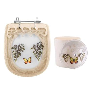 Imagem de Assento Sanitário Vogue Plus E Lixeira Decorados Preto