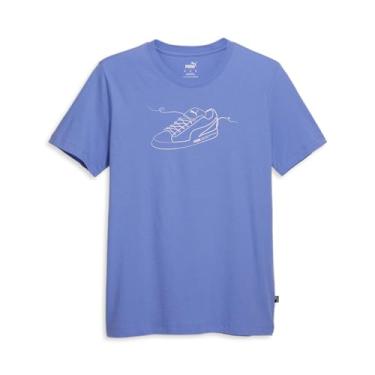 Imagem de PUMA Camiseta masculina estampada, Blue Skies-puma branco/cadarço, P