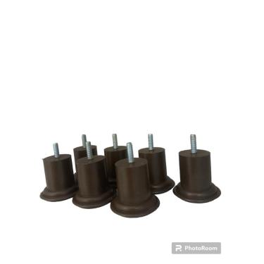 Imagem de Pé Para Cama Box e Sofá 6cm x 6cm Marrom Redondo Kit 7 unidades