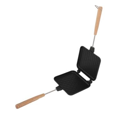 Imagem de Frigideira dupla face, antiaderente tortilhas sanduicheira com alças, frigideira dupla face alumínio madeira maciça antiaderente fogão sanduicheira para indução de fogão a gás