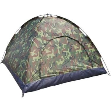 Imagem de Barraca de Camping Camuflada p/ 3 Pessoas Praia Acampamento Rave Viagem Trilha Tamanho Família c/Mosqueteiro e Bolsa