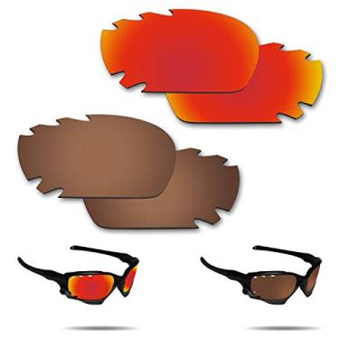 Imagem de Fiskr Lentes de reposição anti-água salgada para óculos de sol Oakley Jawbone ventilado/jaqueta de corrida (vermelho e marrom, triacetato termoformado (TAC)-Polarizado)
