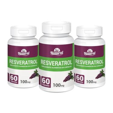 Imagem de Kit 3 Resveratrol 100 mg 60 Cápsulas Só Natural